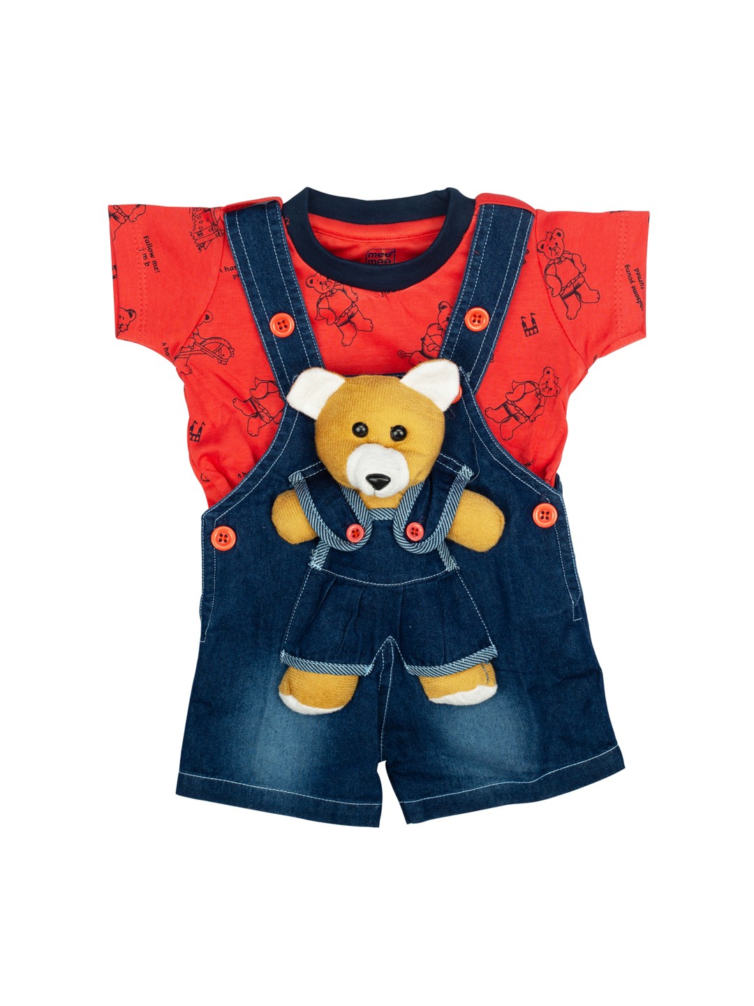 

MeeMee Boys Blue & Red Printed T-shirt with Shorts
