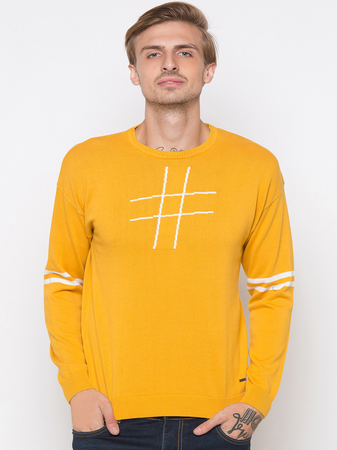 

Globus Men Yellow Printed Round Neck Sweatshirt