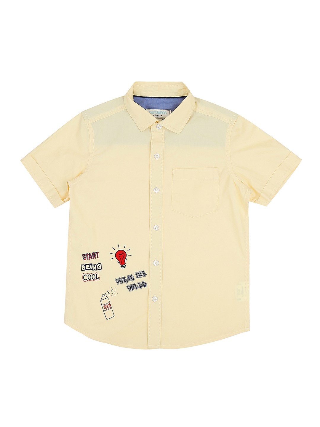 

Pantaloons Junior Boys Yellow Regular Fit Printed Casual Shirt