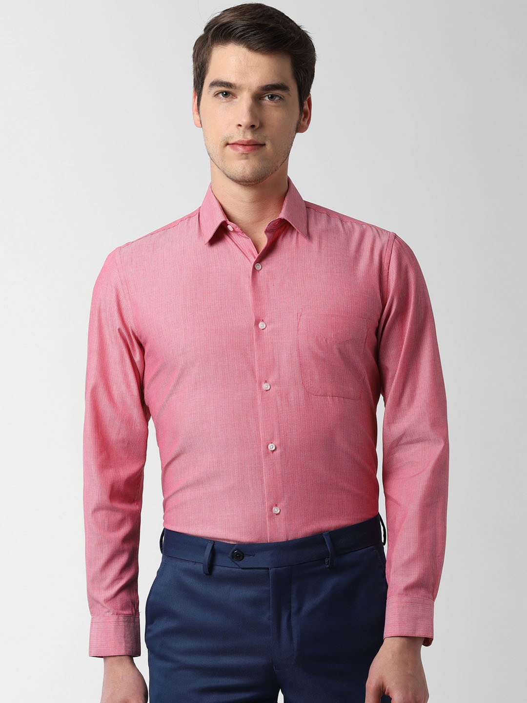 

Peter England Men Red Regular Fit Self Design Formal Shirt