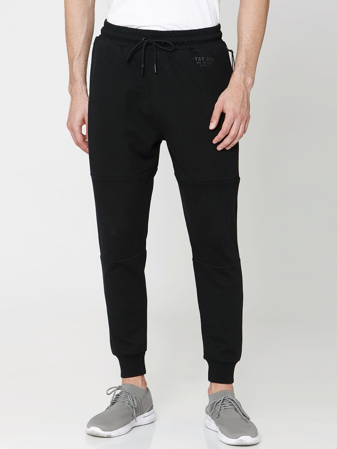 

Mufti Men Black Solid Joggers