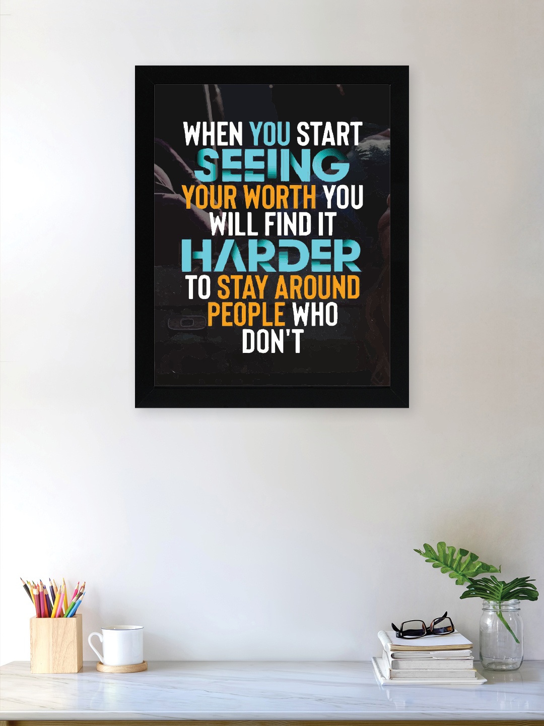 

nest ART Black & Yellow Motivational Thoughts Printed Framed Wall Art
