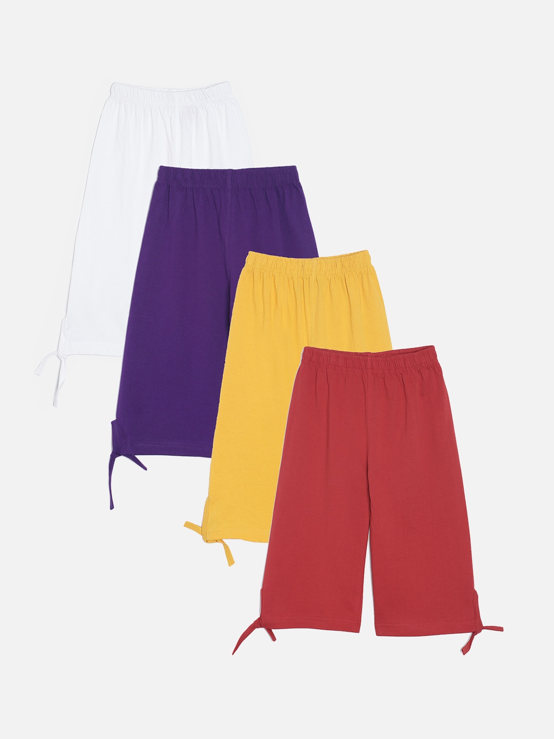 

SINI MINI Girls Set of 3 Purple & White Solid Capris