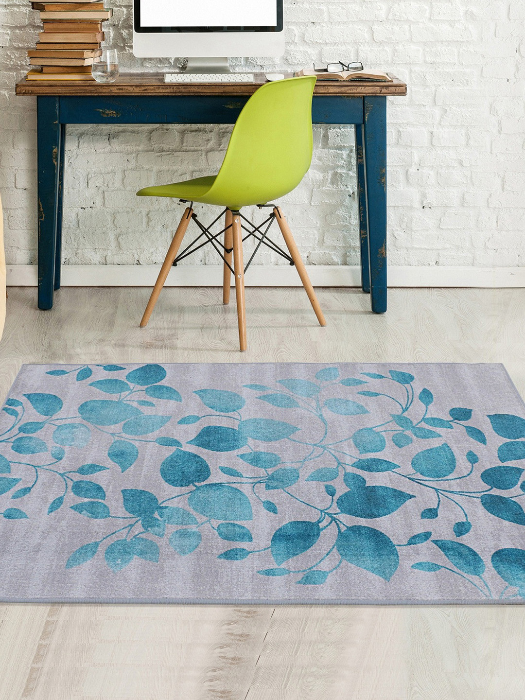 

RUGSMITH Grey & Teal Blue Floral Patterned Premium Quality Ivy Area Rug