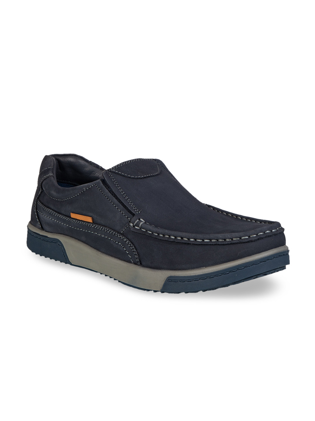 

Khadims Men Navy Blue Leather Loafers