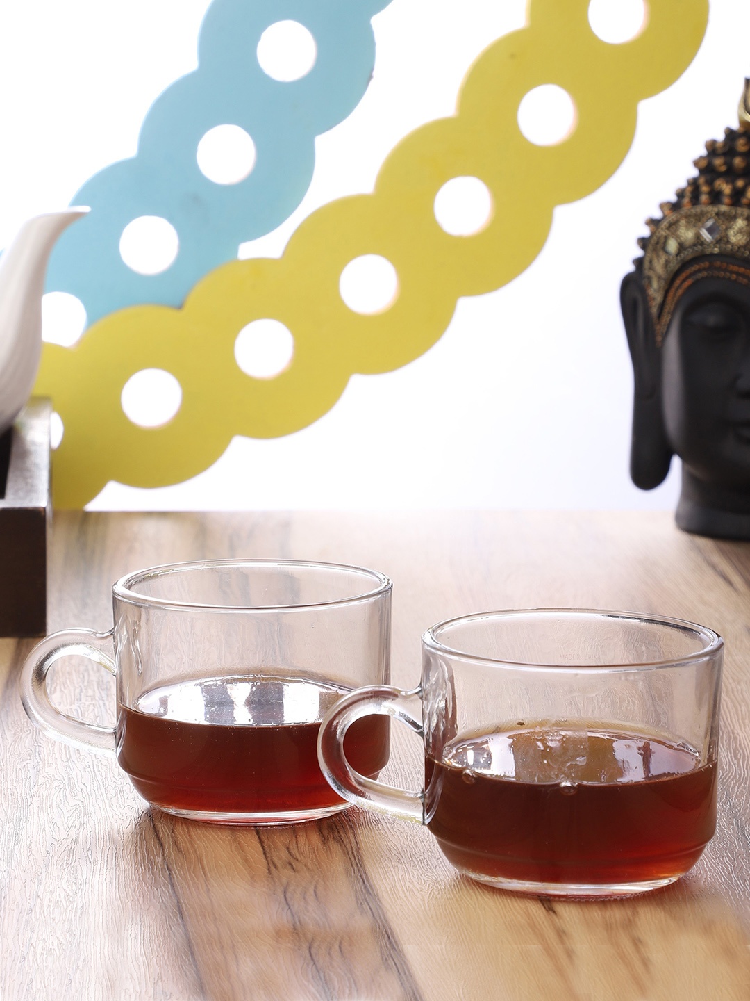 ceradeco Set Of 6 Transparent Solid Imported Pipe Shaped Tea Coffee Mugs