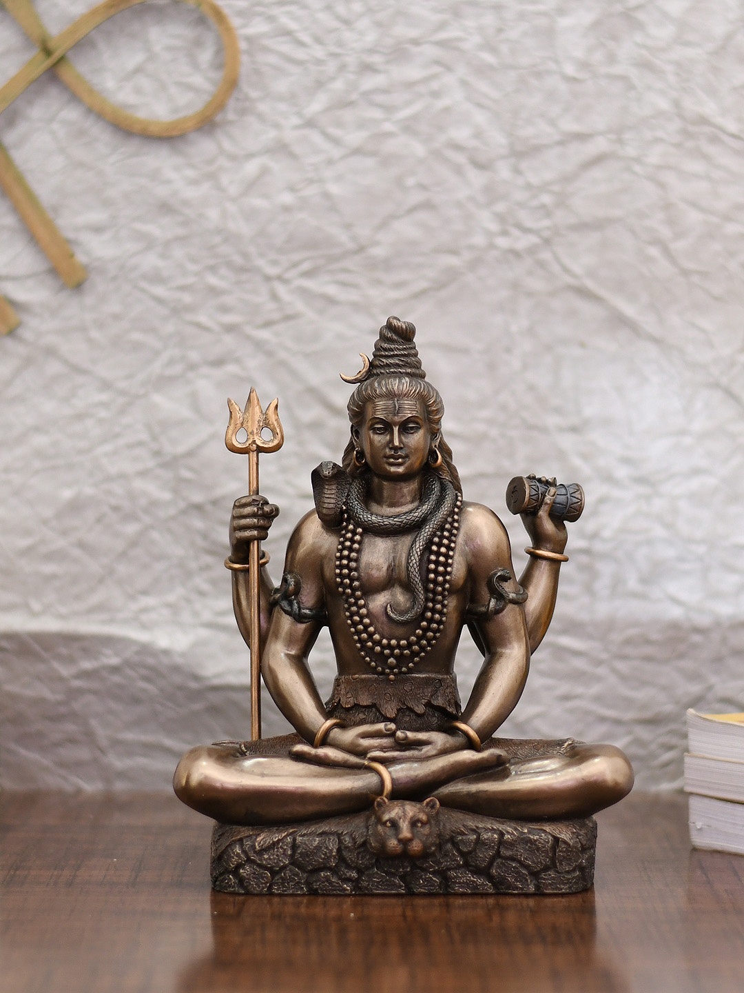 

CraftVatika Bronze-Toned Lord Shiva Padmasana Sitting Idol
