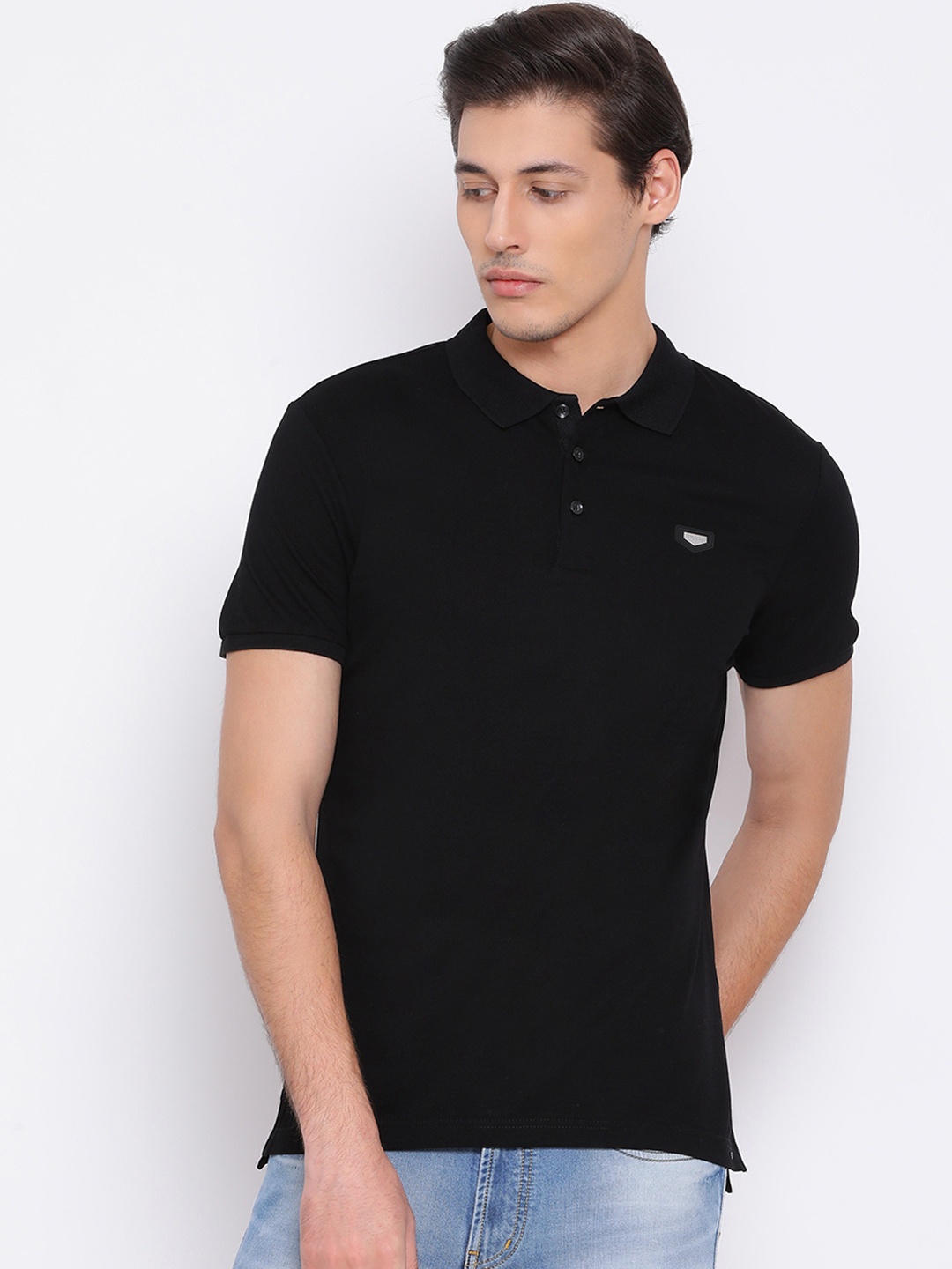 

Antony Morato Men Black Solid Polo Collar T-shirt