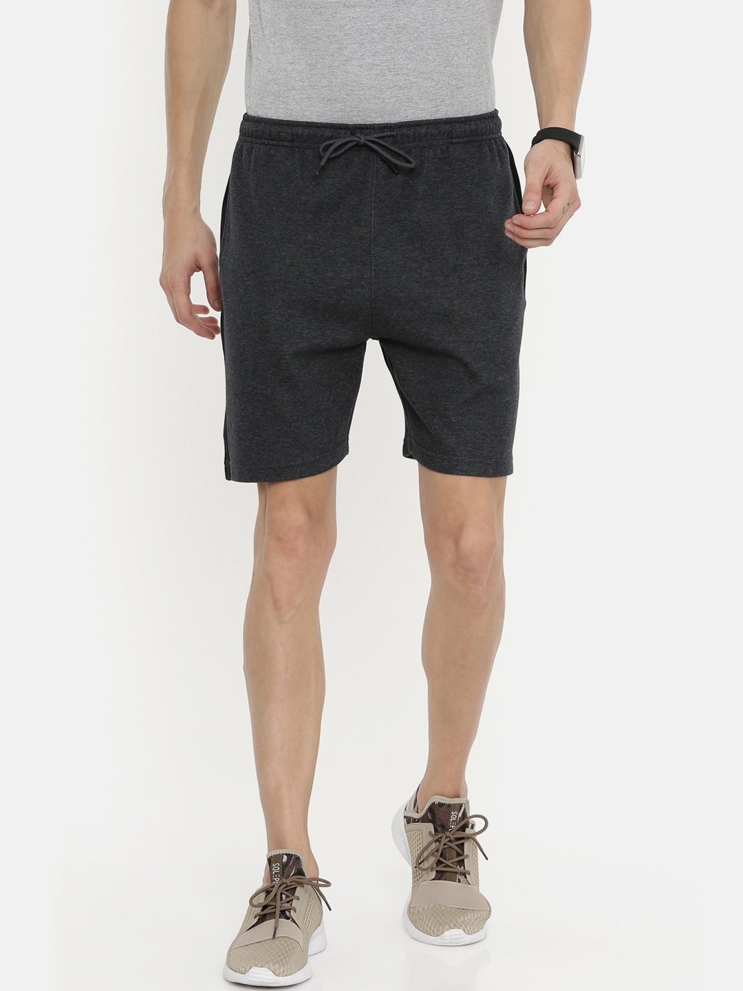

Proline Active Men Grey Melange Solid Regular Fit Sports Shorts