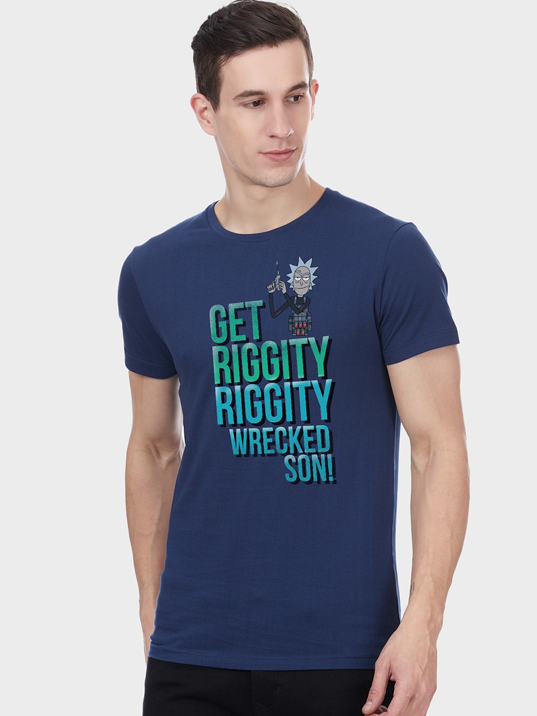 

Free Authority Rick Morty Blue Half Sleeves Tshirt For Men