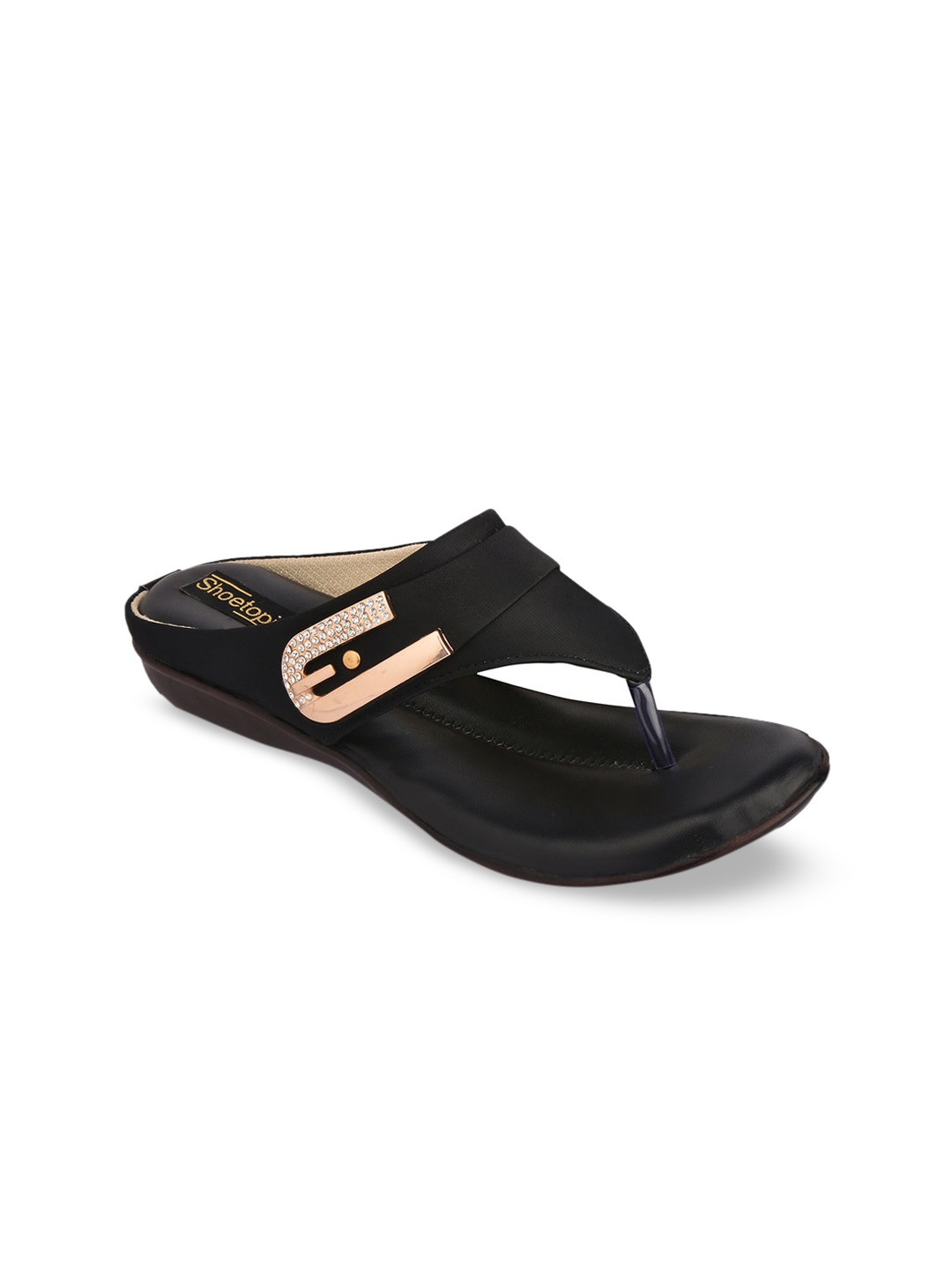 

Shoetopia Women Black Solid Open Toe Flats