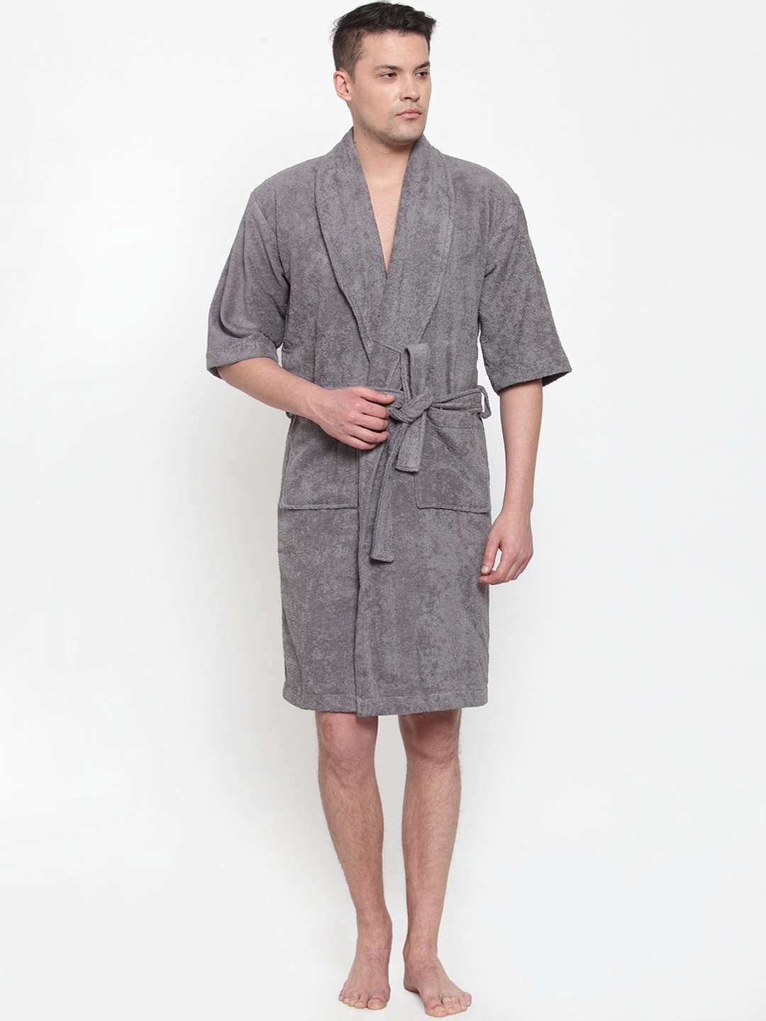 

Trident Unisex Grey Solid Bath Robe