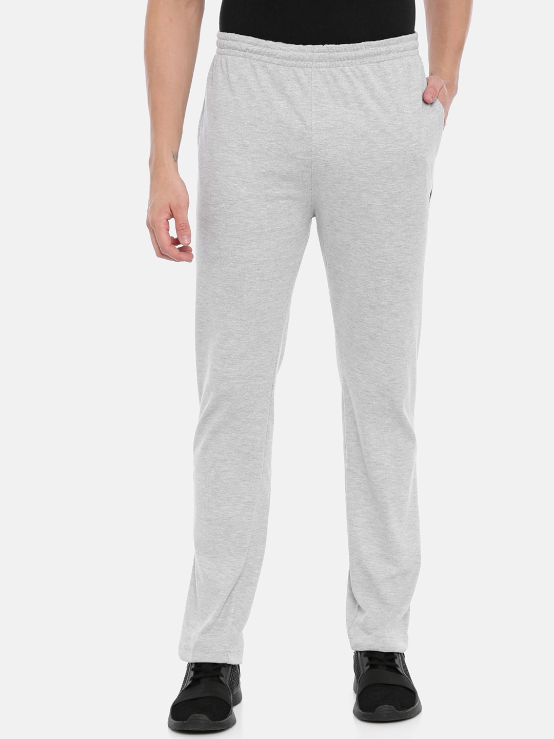 

Proline Active Men Grey Melange Solid Classic-Fit Track Pants