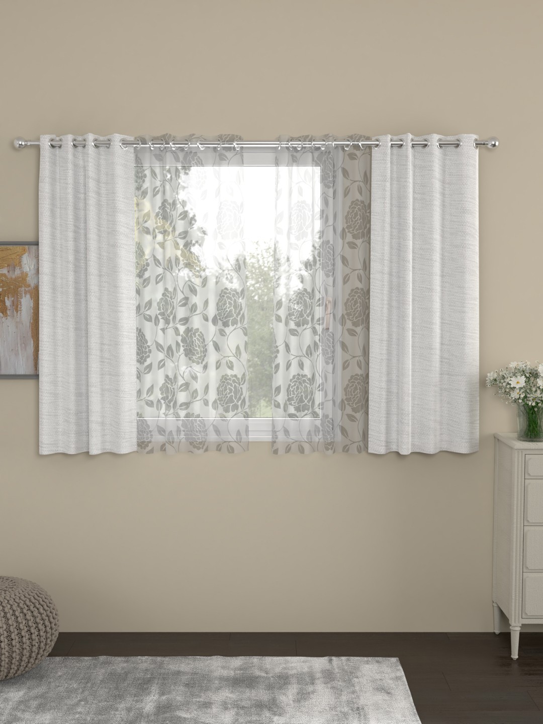 

ROSARA HOME White Set of 4 Window Curtains