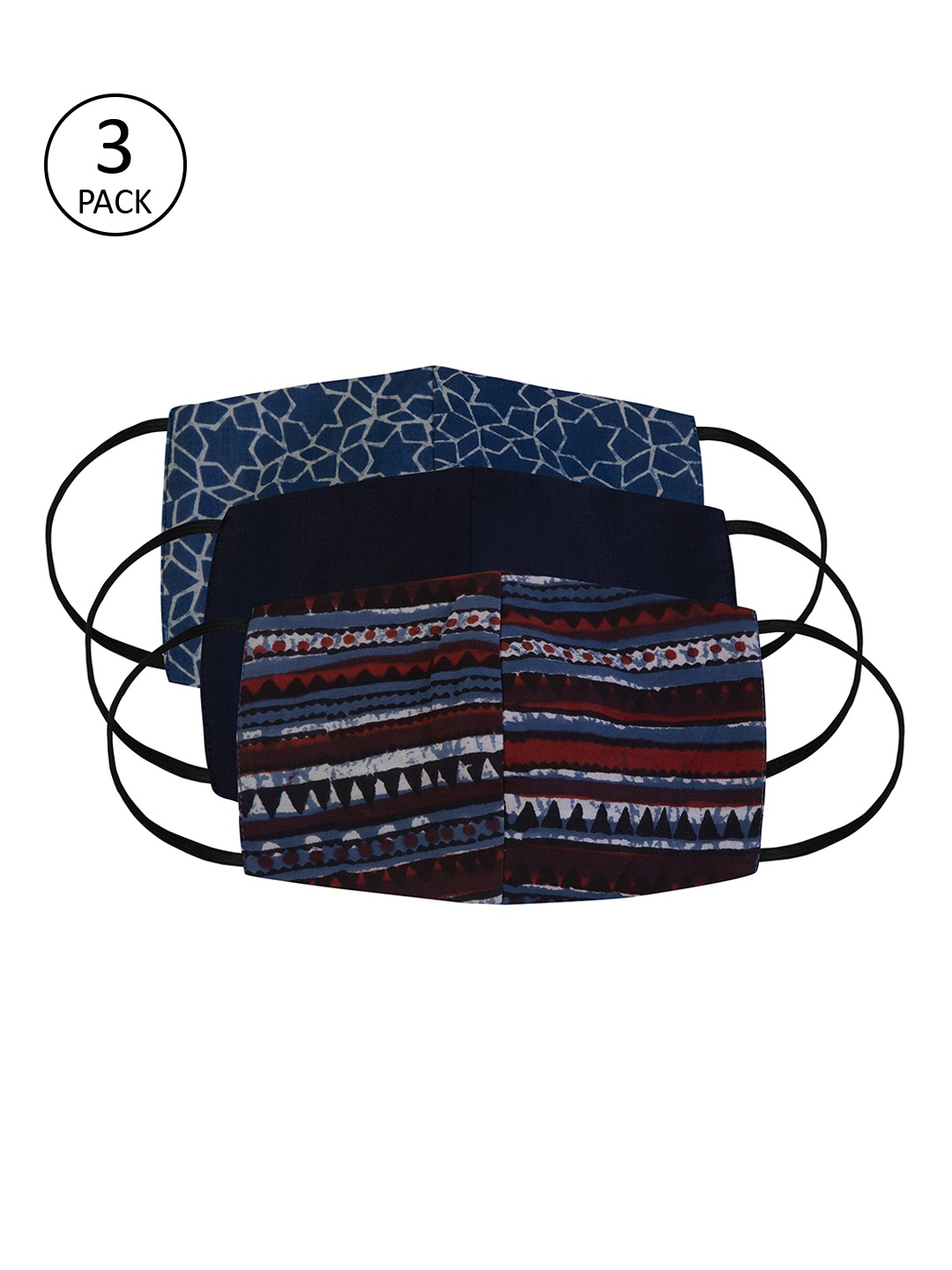 

FabAlley Unisex Pack Of 3 Reusable 3 Ply Outdoor Masks, Multi