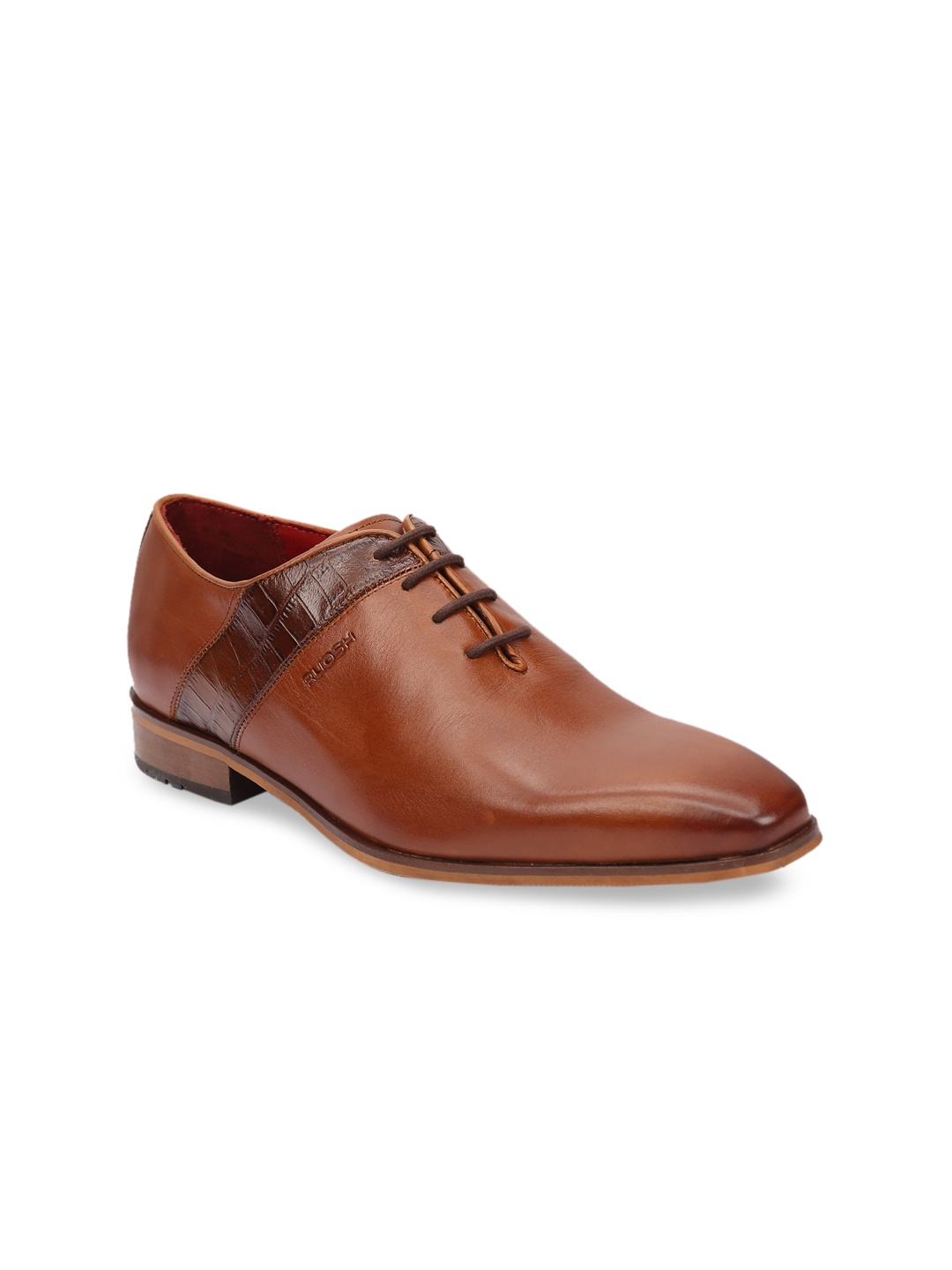 

Ruosh Men Tan Brown Solid Leather Oxfords