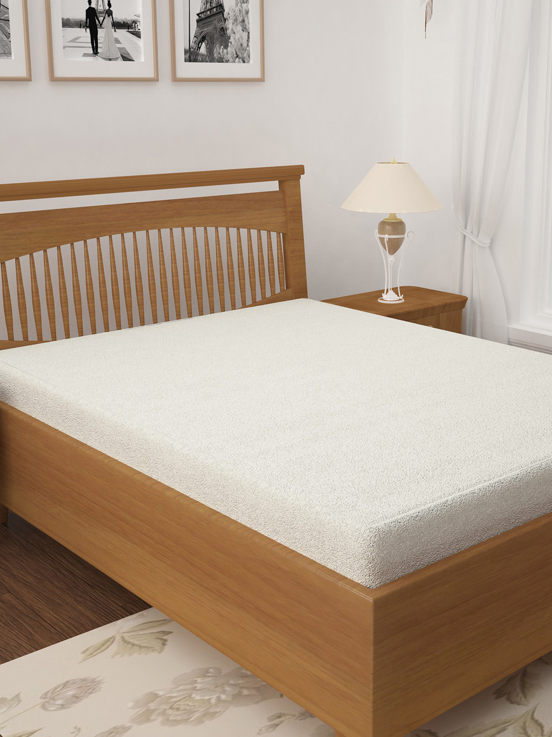 

HOSTA HOMES White Waterproof & Dustproof Queen Bed Mattress Protector