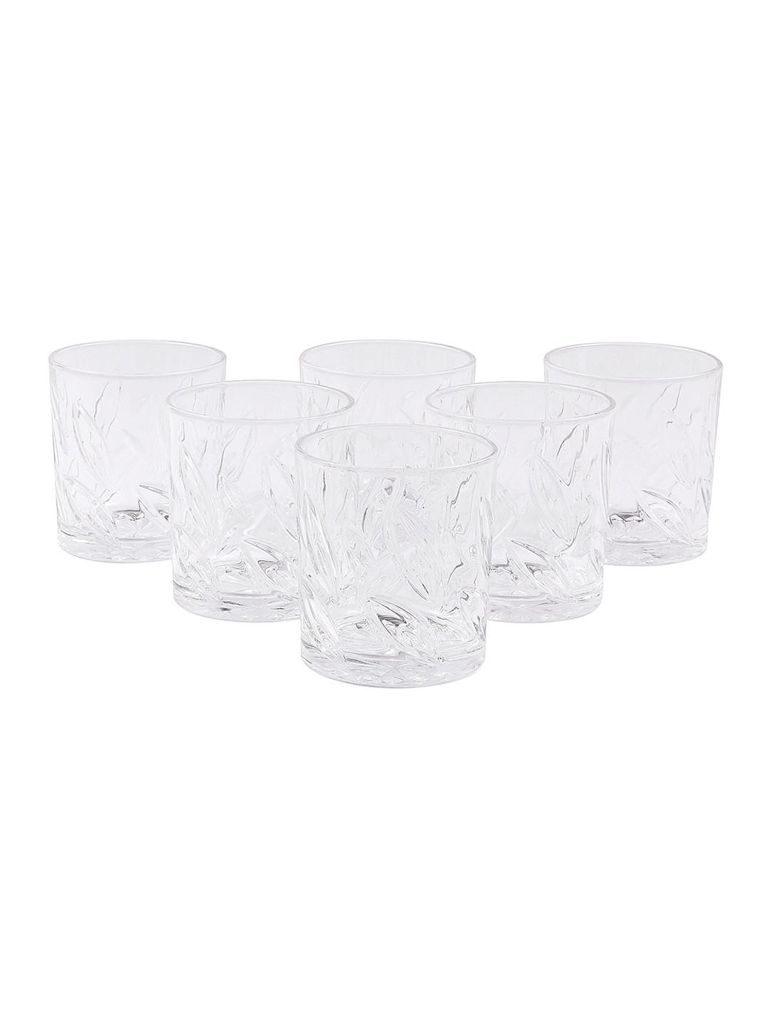 

ceradeco Set Of 6 Transparent Textured Flower Shaped Whiskey Glasses