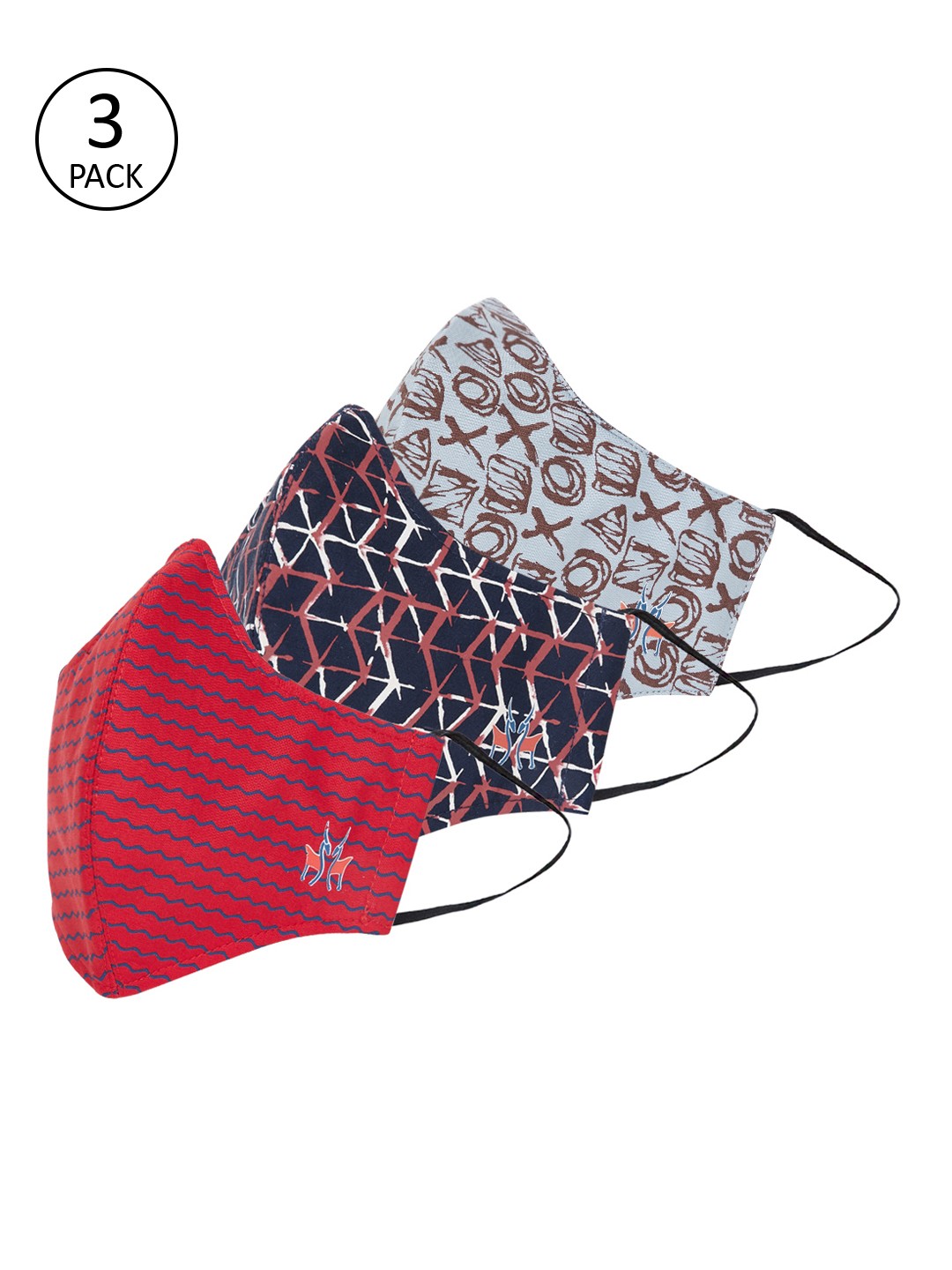 

Crimsoune Club Unisex 3 Pcs Printed 6-Ply Anti-Pollution Reusable Masks, Red