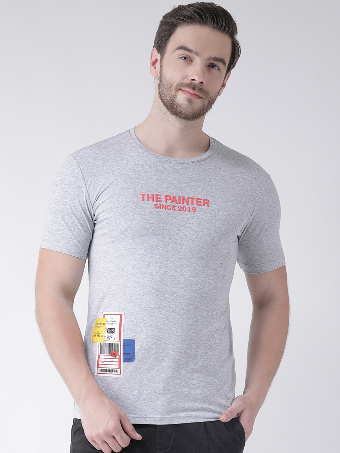 

Rex Straut Jeans Men Off-White Printed Slim Fit Round Neck T-shirt