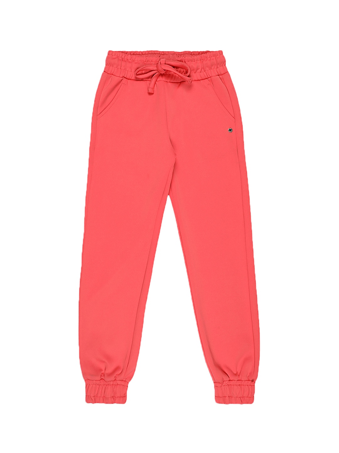 

ELLE Girls Coral Pink Solid Joggers