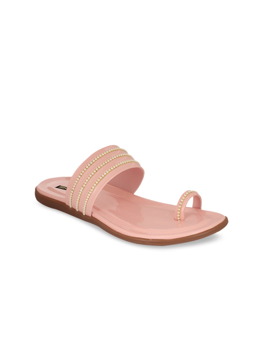 

Shoetopia Women Pink Embellished One Toe Flats