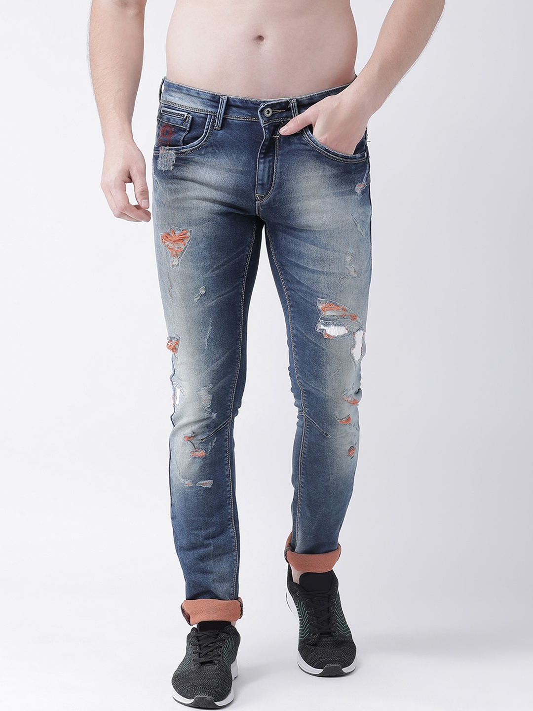 

Rex Straut Jeans Men Blue Slim Fit Mid-Rise Mildly Distressed Stretchable Jeans
