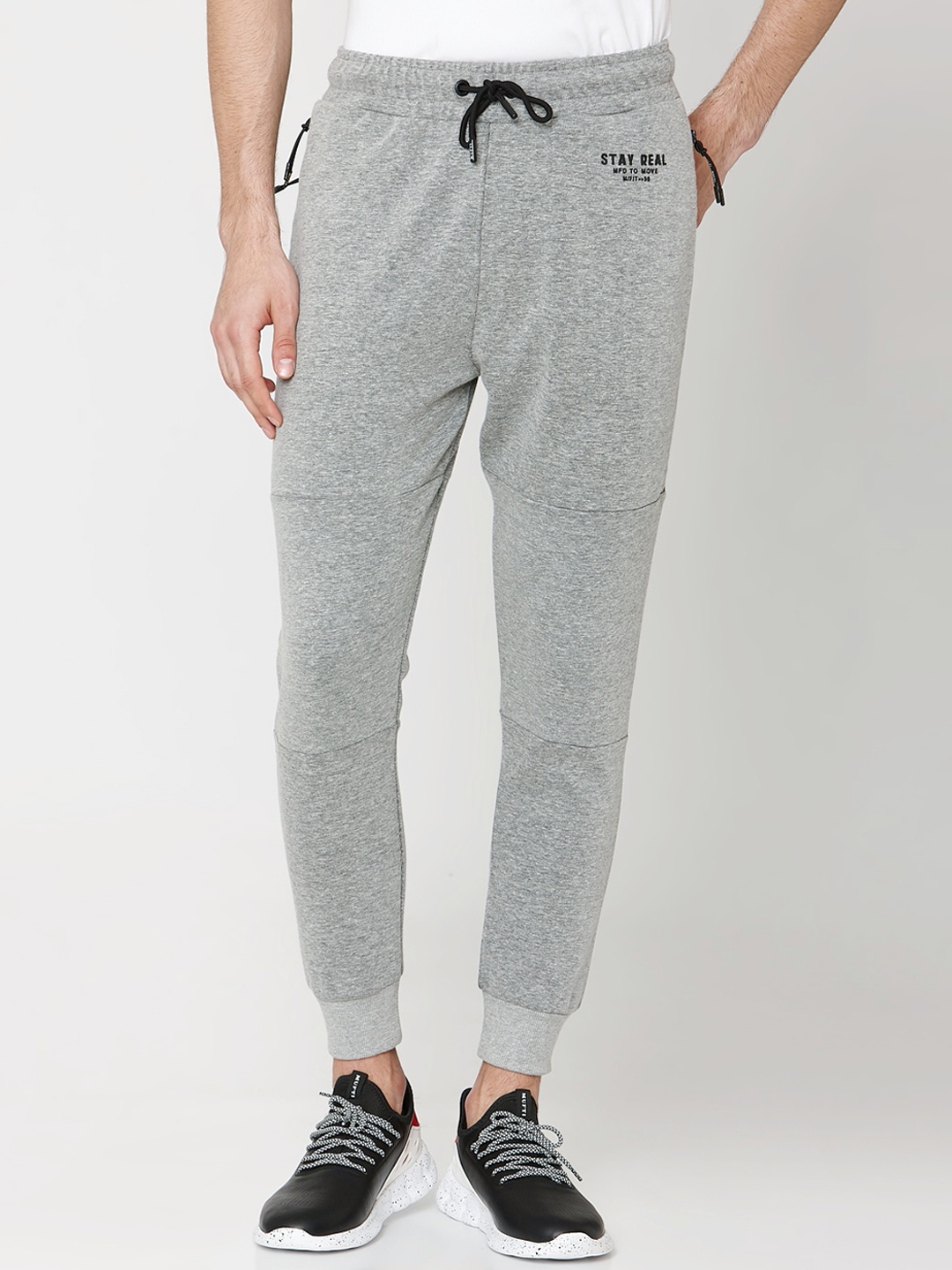 

Mufti Men Grey Melange Solid Joggers