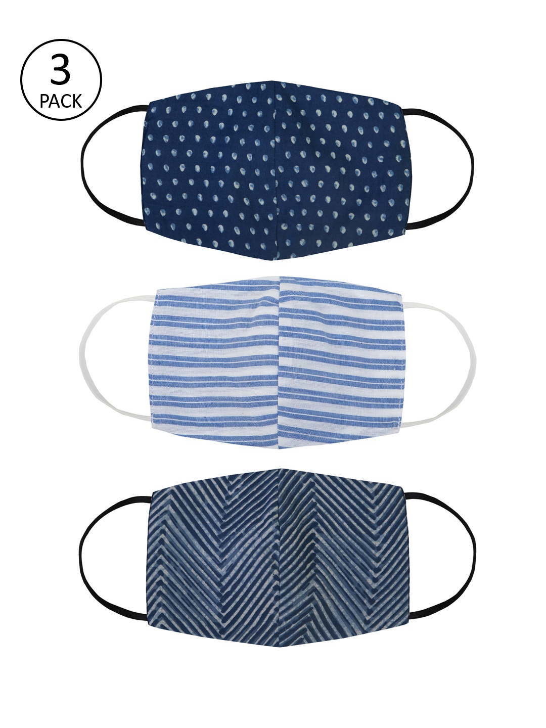 

FabAlley Unisex 3 Pcs 3-Ply Reusable Protective Outdoor Masks, Blue