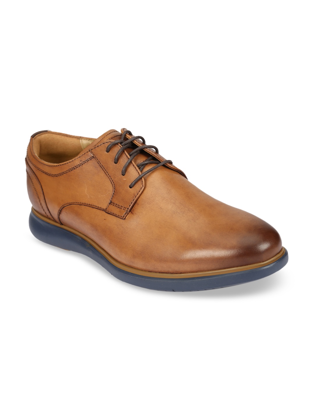 

Florsheim Men Tan Brown Leather Derbys