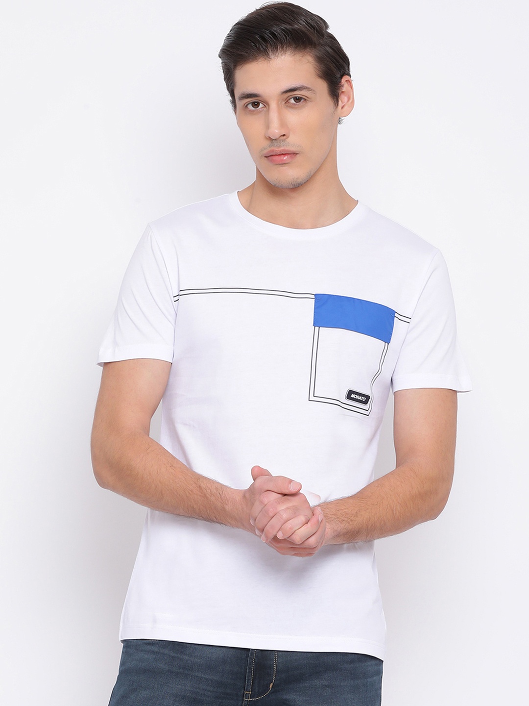 

Antony Morato Men White Solid Round Neck Pure Cotton T-shirt