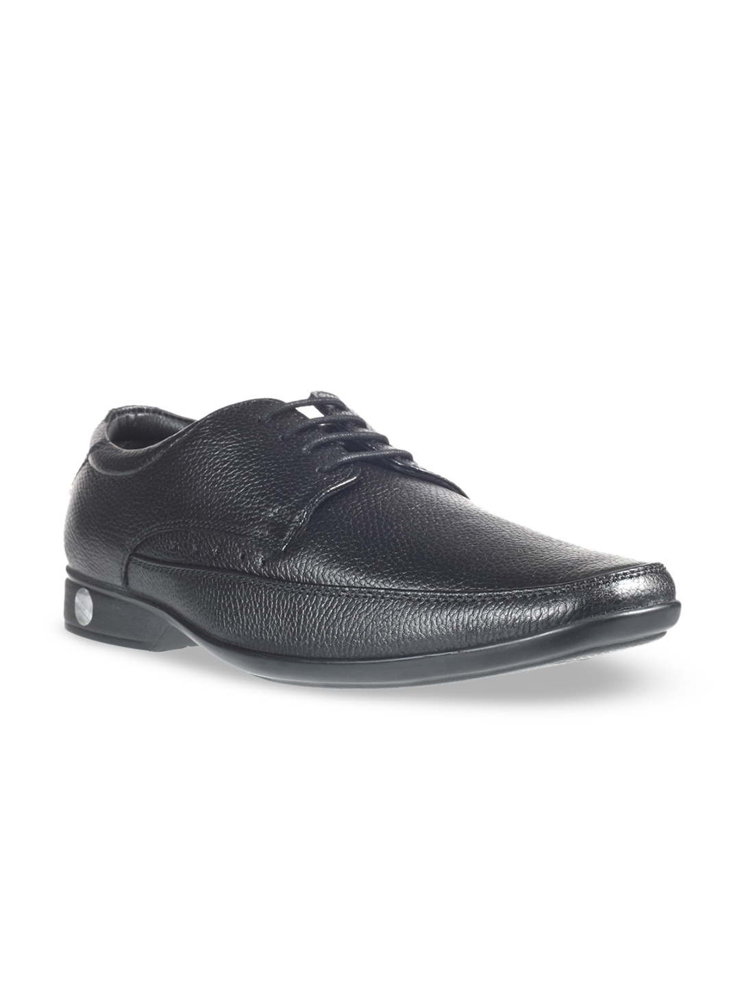 

Khadims Men Black Solid Leather Formal Derbys