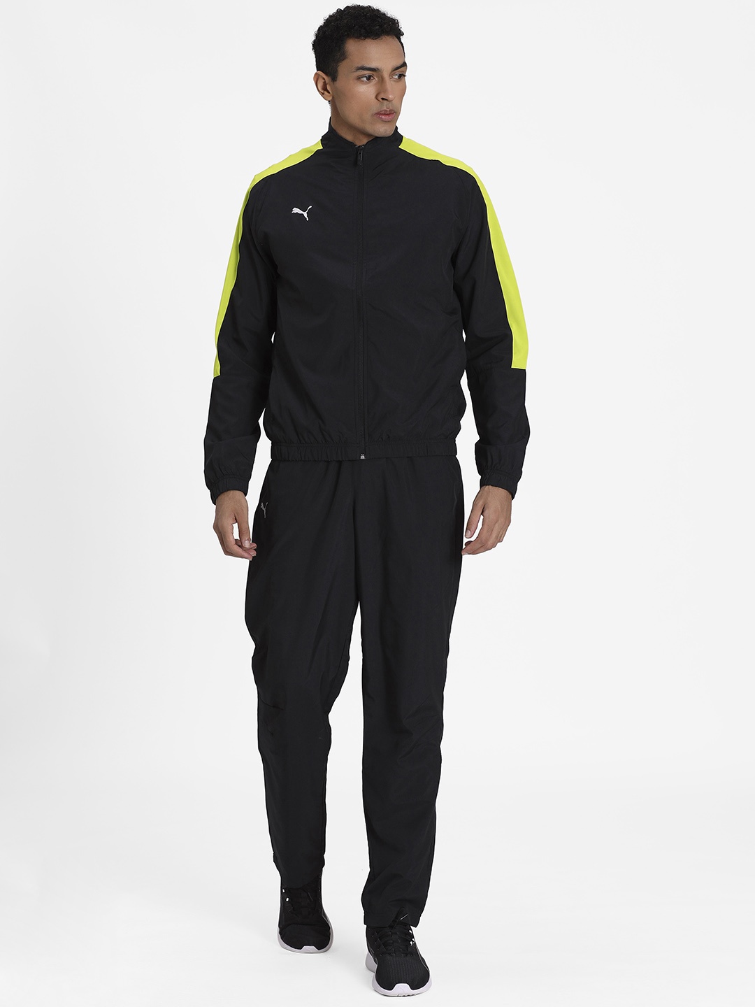 

Puma Men Black & Lime Green Solid Tracksuit