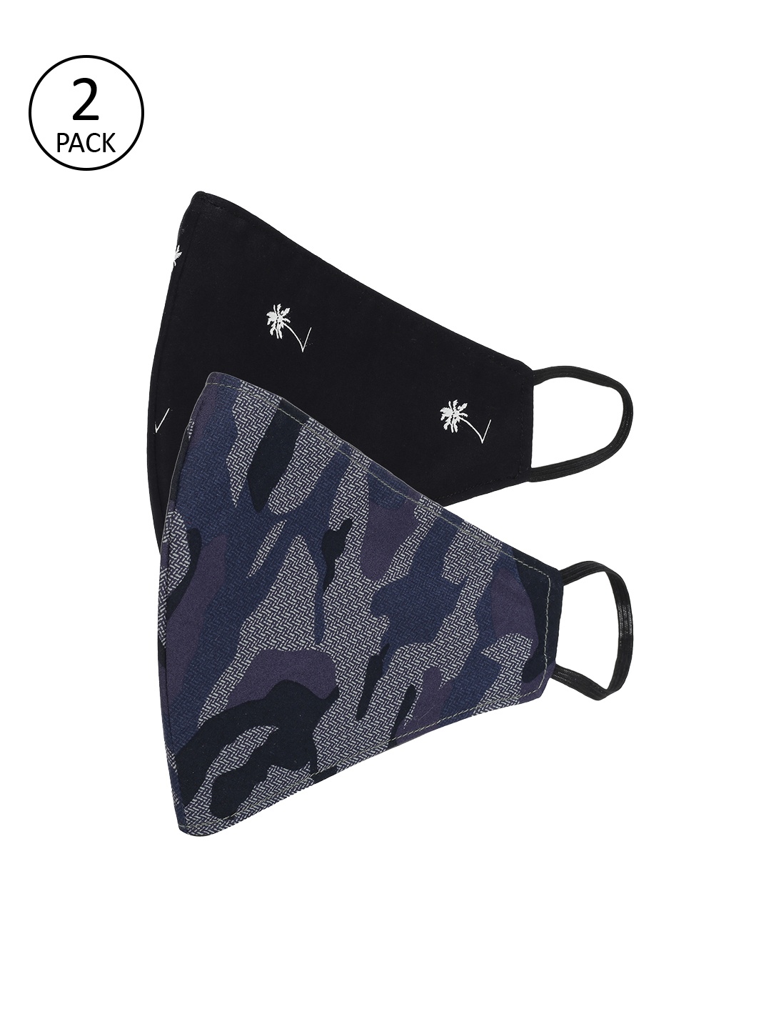 

AKSHARA Kids 2 Pcs 2-Ply Reusable Protective Cotton Face Masks, Black