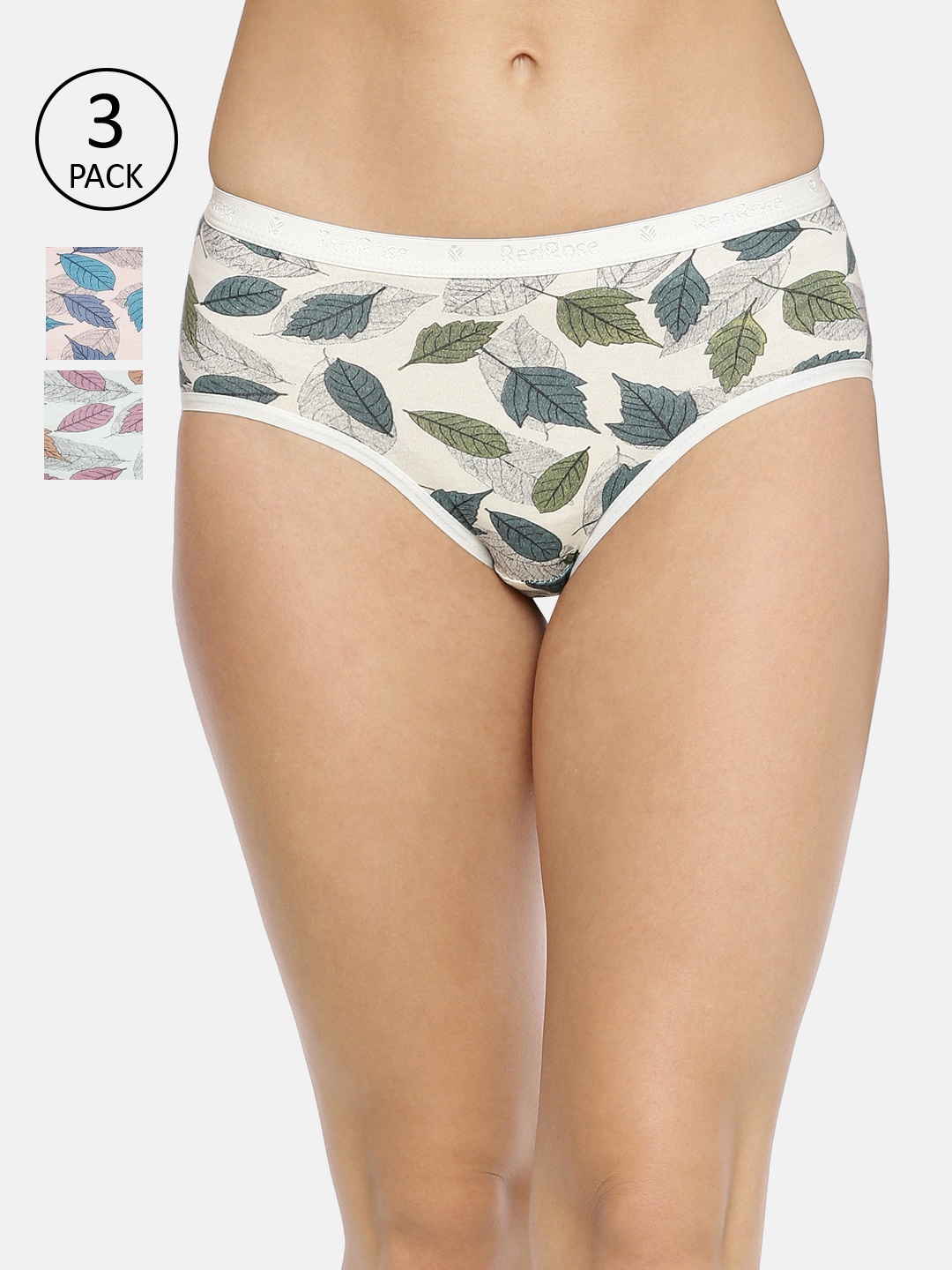 

Red Rose Women Pack Of 3 Assorted Hipster Briefs
