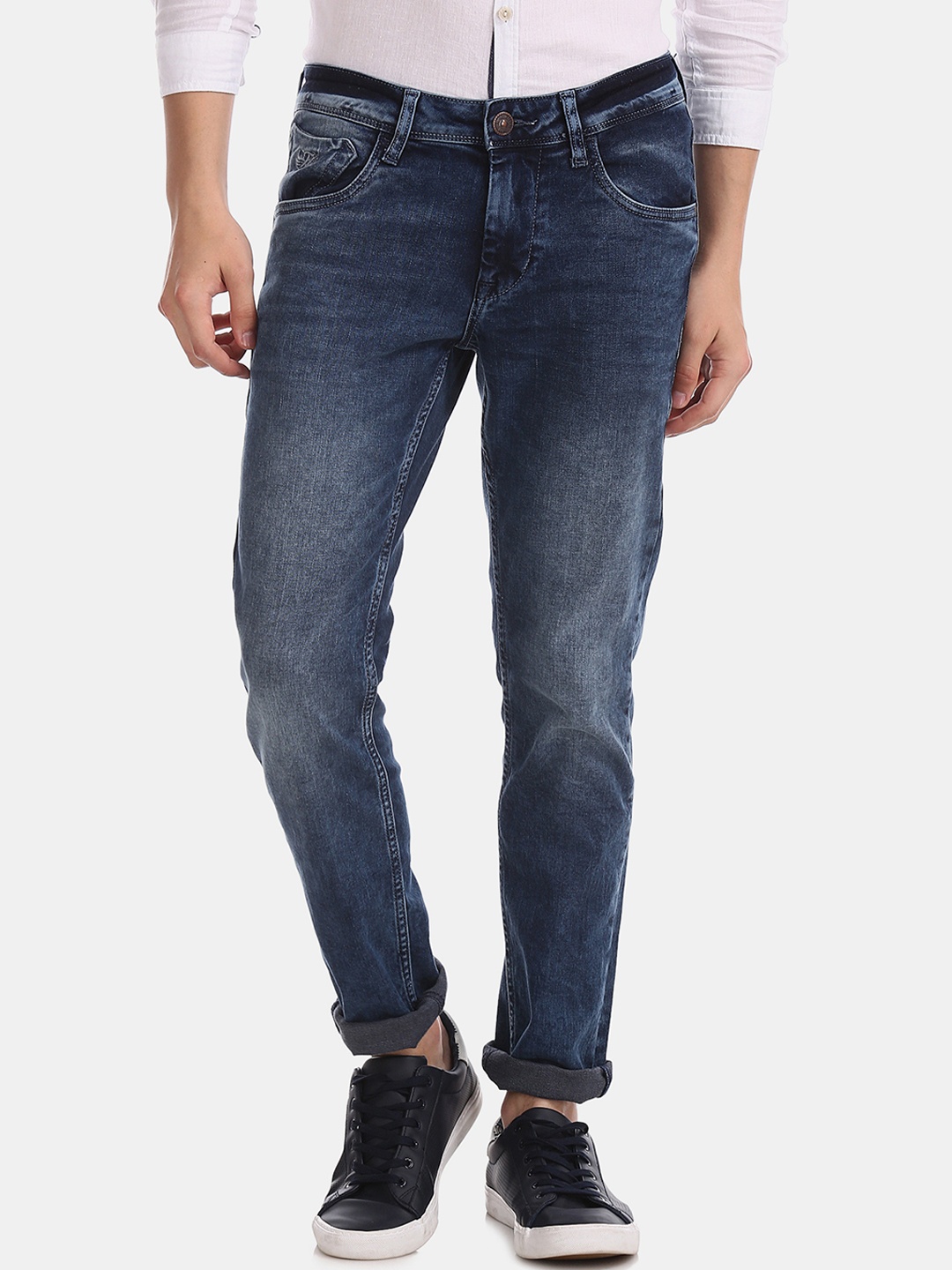 

Flying Machine Men Blue Skinny Fit Mid-Rise Clean Look Stretchable Jeans
