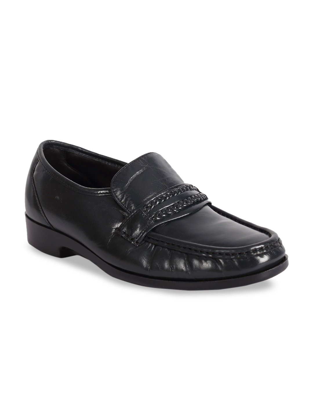 

Florsheim Men Navy Blue Solid Leather Formal Loafers