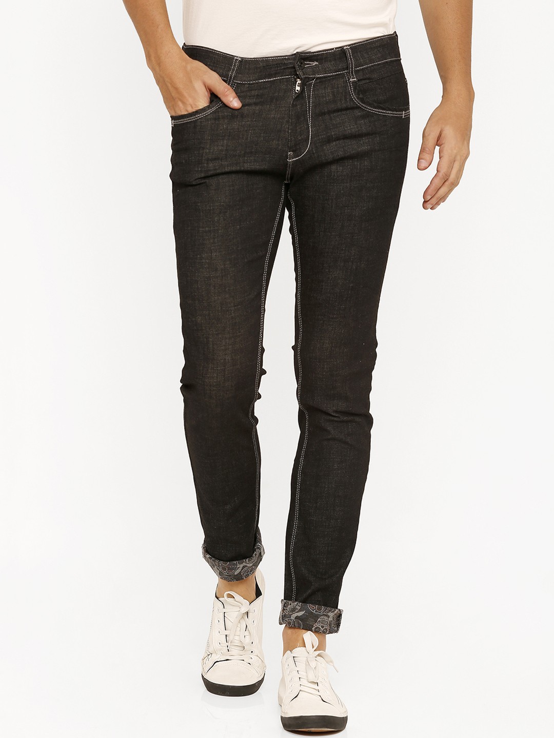 

Rex Straut Jeans Men Black Slim Fit Mid-Rise Clean Look Stretchable Jeans