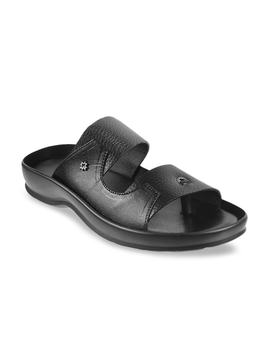 

Metro Men Black Leather Comfort Sandals