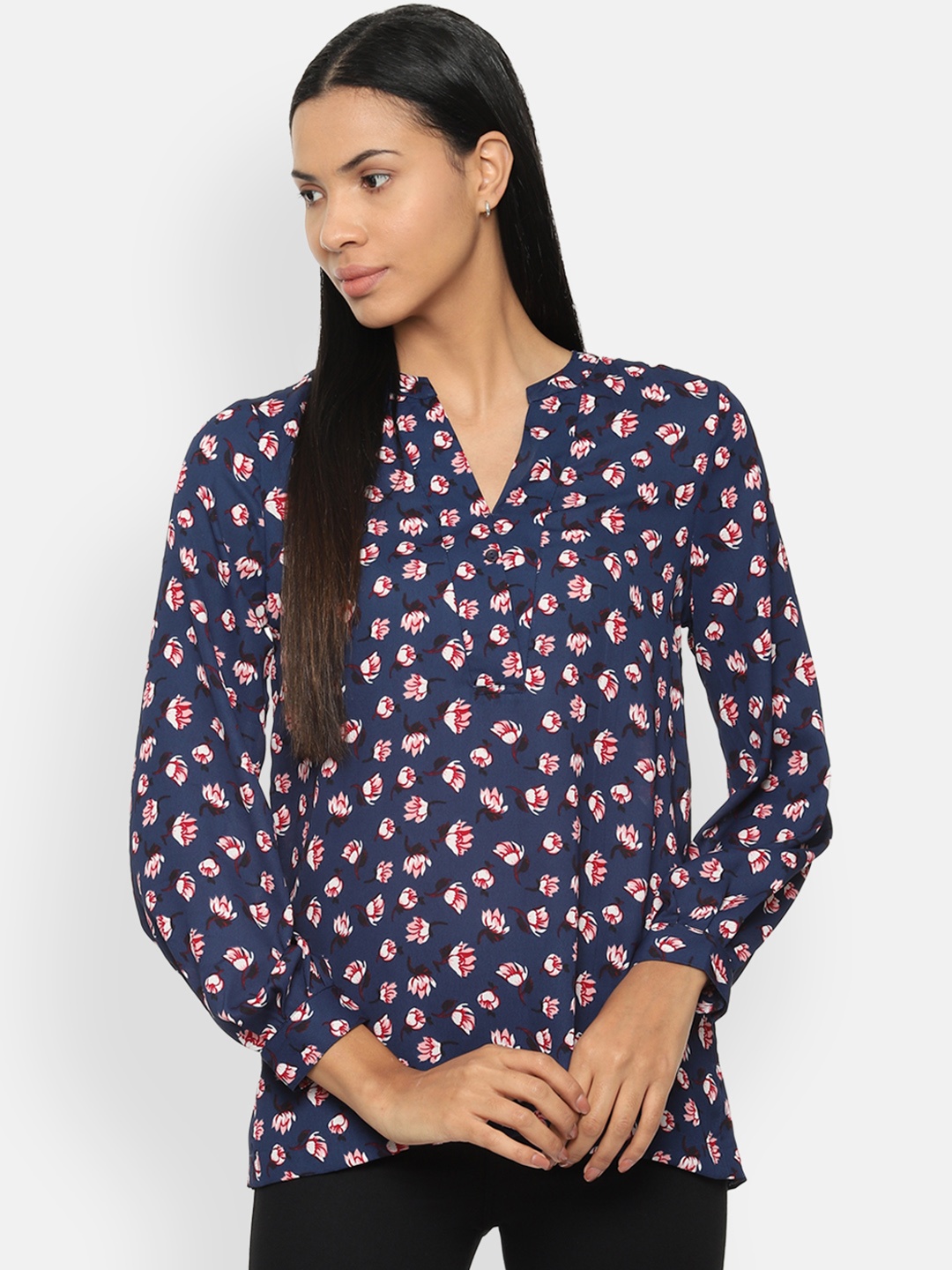 

Van Heusen Woman Women Navy Blue Floral Print Top