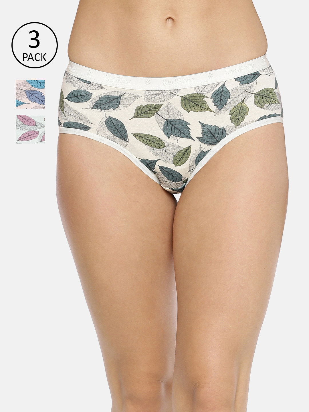 

Red Rose Women Pack of 3 Assorted Hipster Briefs Deepika-XXL