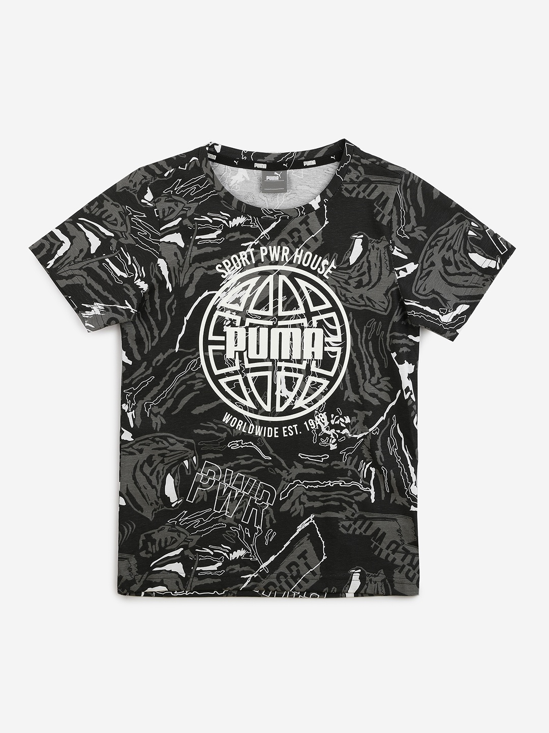 

Puma Boys Black Printed Round Neck T-shirt