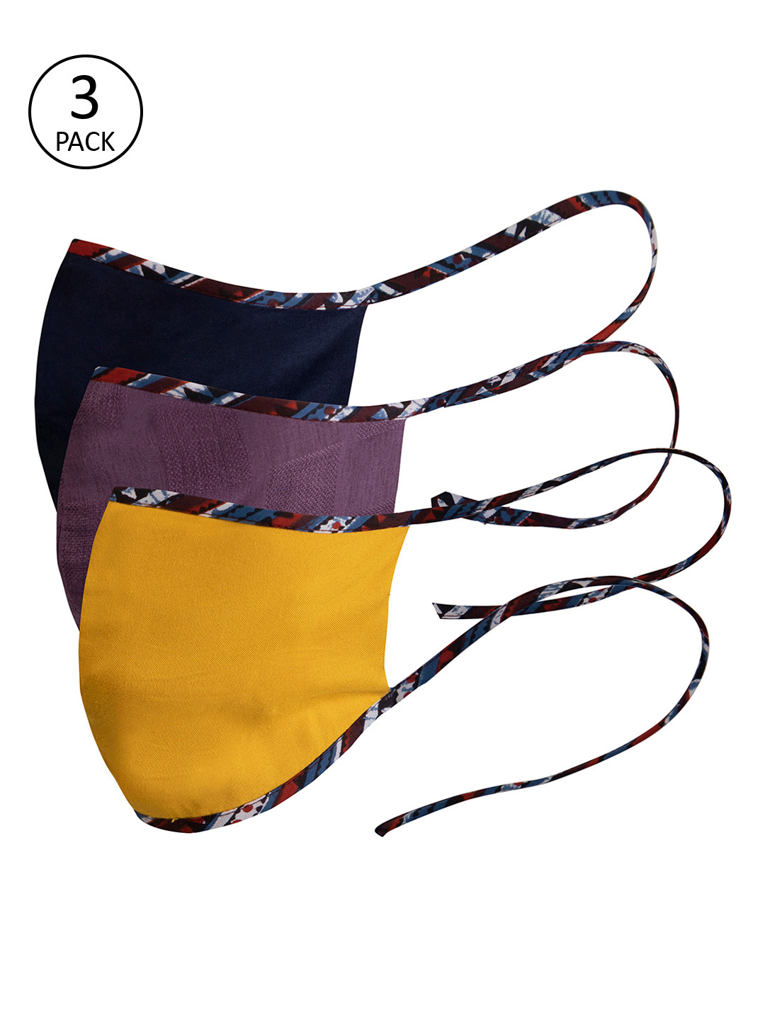 

FabAlley Unisex Pack of 3 Reusable 3-Layer Cloth Mask, Multi