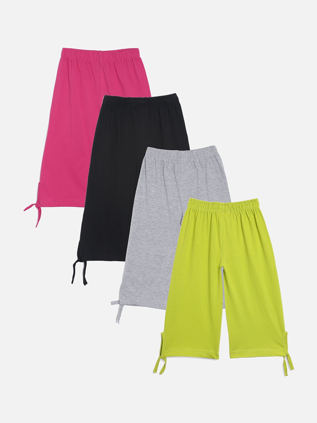 

SINI MINI Girls Pack Of 4 Cotton Lounge Capris, Black