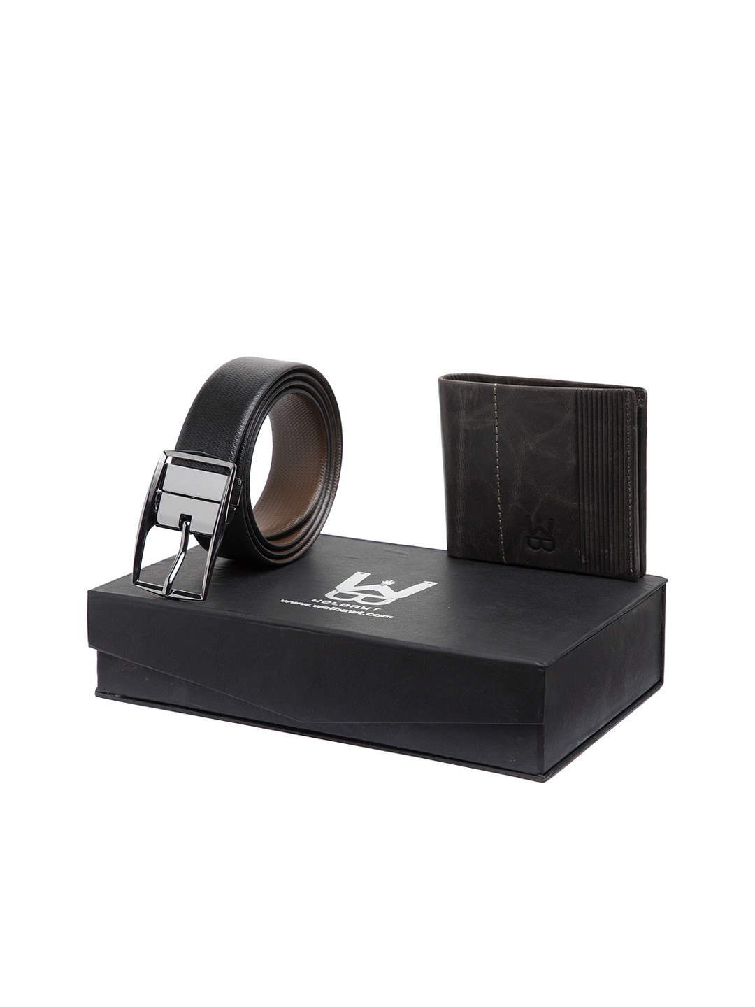 

WELBAWT Men Black & Brown Belt & Wallet Accessory Gift Set