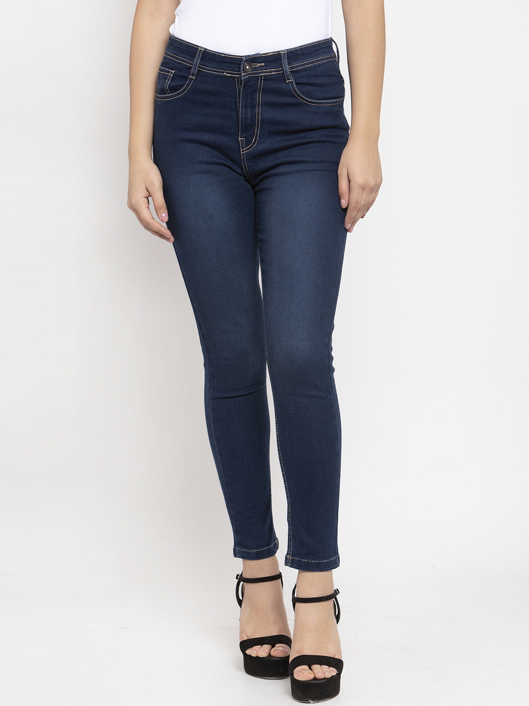 

KASSUALLY BASICS Women Navy Blue Skinny Fit Mid-Rise Clean Look Jeans
