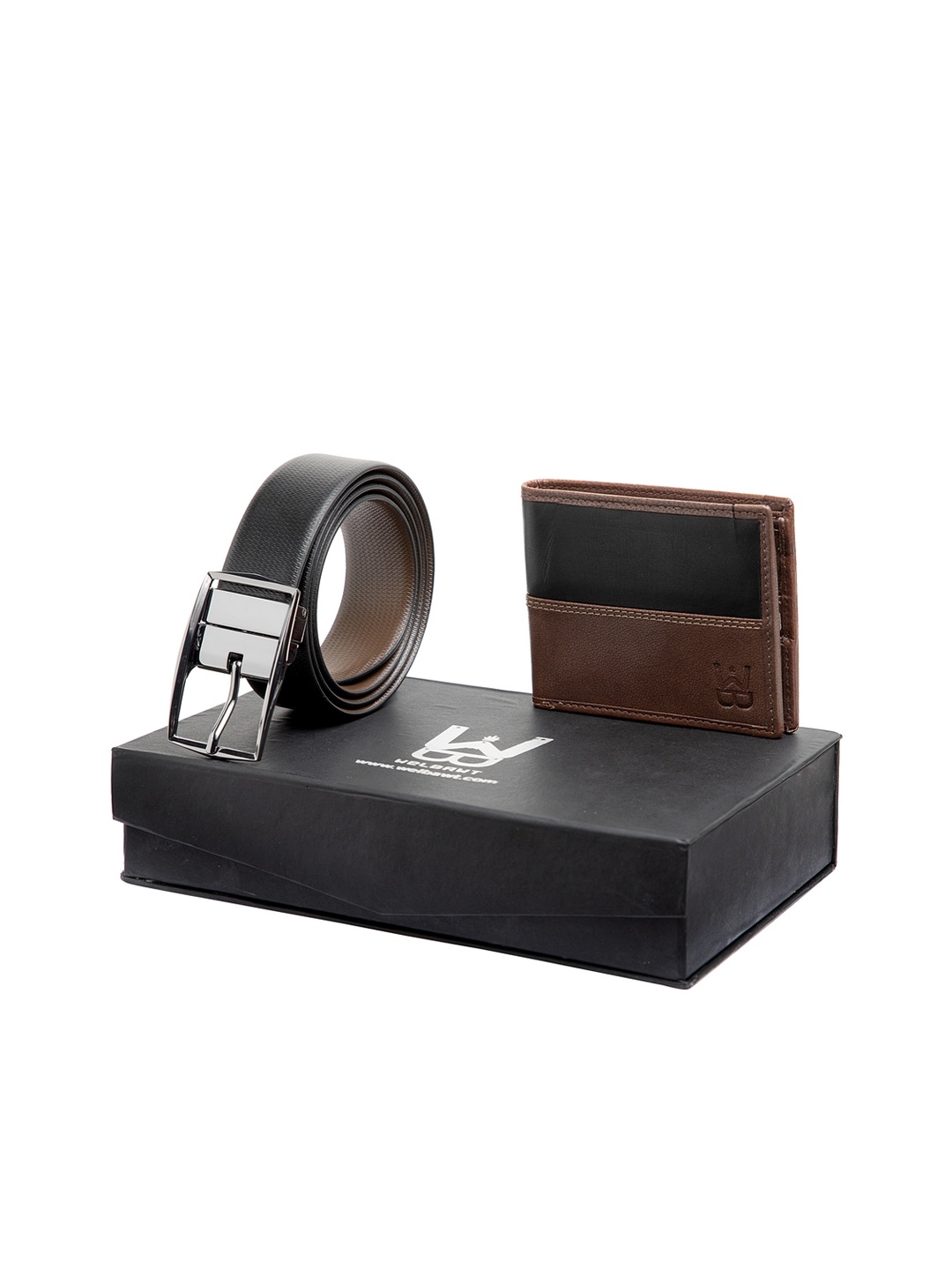 

WELBAWT Men Black & Brown Belt & Wallet Leather Accessory Gift Set
