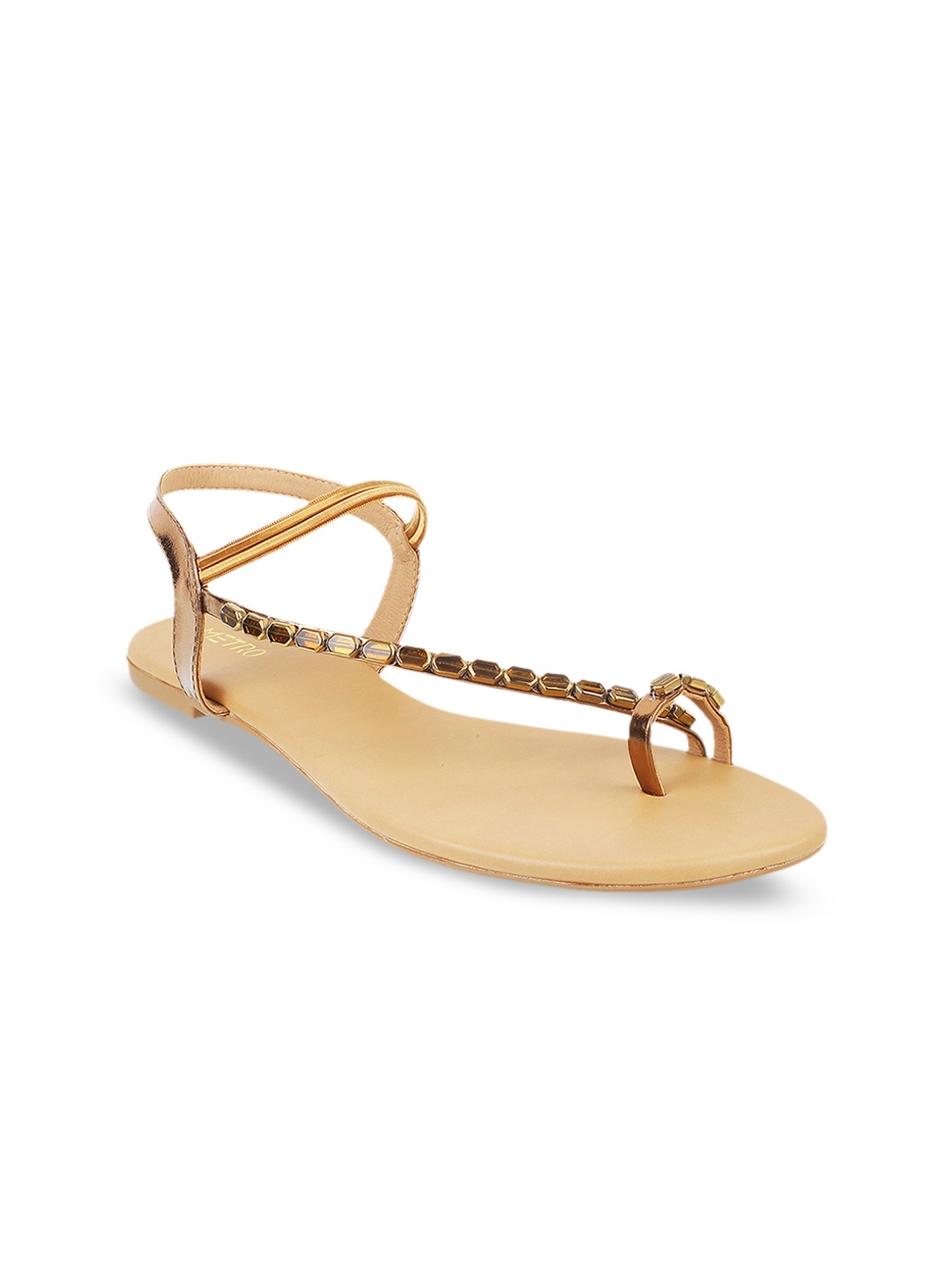 

Metro Women Bronze-Toned & Gold-Toned Embellished One Toe Flats
