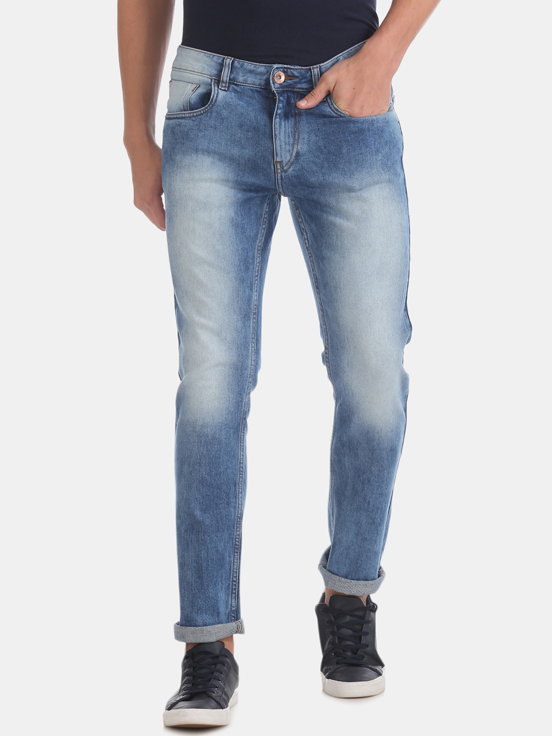 

Flying Machine Men Blue Slim Fit Mid-Rise Clean Look Stretchable Jeans