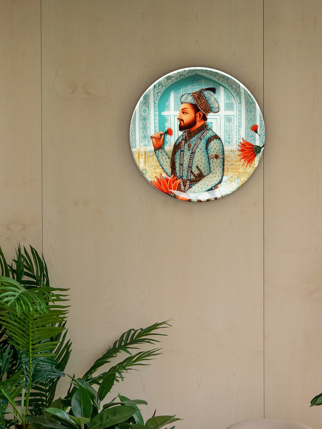 

KOLOROBIA Blue Royal Mughal Emperor Shajahan Inspired Decorative Wall Plate